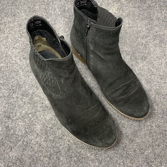 Gabor Shoe Boot Leather Suede Women Sz UK 6  US 8.5 Black Low Stack Heel - Picture 2 of 12